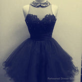 High-Neck Tulle Black junior custom cute lovely popular 2025 Homecoming Dresses